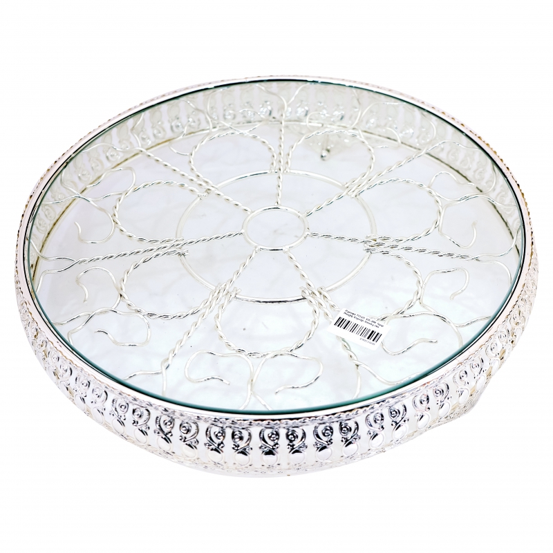 Ափսե Մատուցման TITAN SIL-008  Կլոր Ծաղիկ Ապակի Առանց Ոտ 3